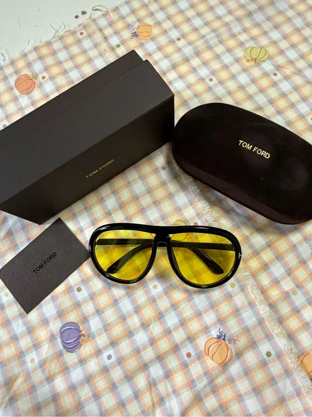Tom Ford Women's Black Frame Sunglasses with Yellow Lenses - Designer Optics